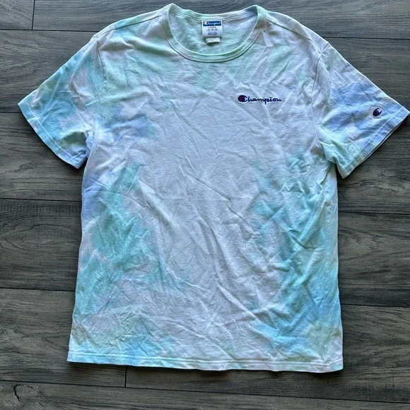 Champion Men's Short Sleeve Tie-Dye Tee - Blue and Green - Picture 2 of 6